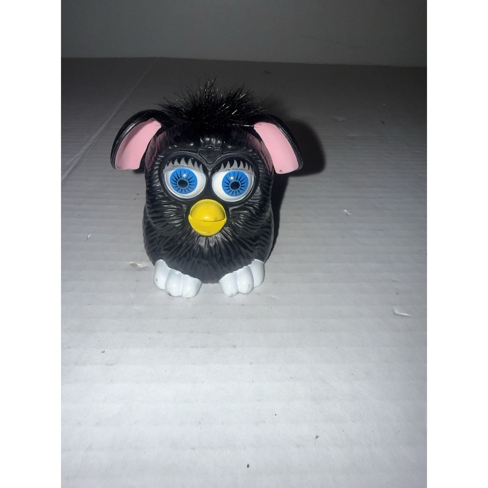 1998 McDonalds Furby Happy Meal Peek-a-boo Toy Black Body Black Tuft Blue Eyes